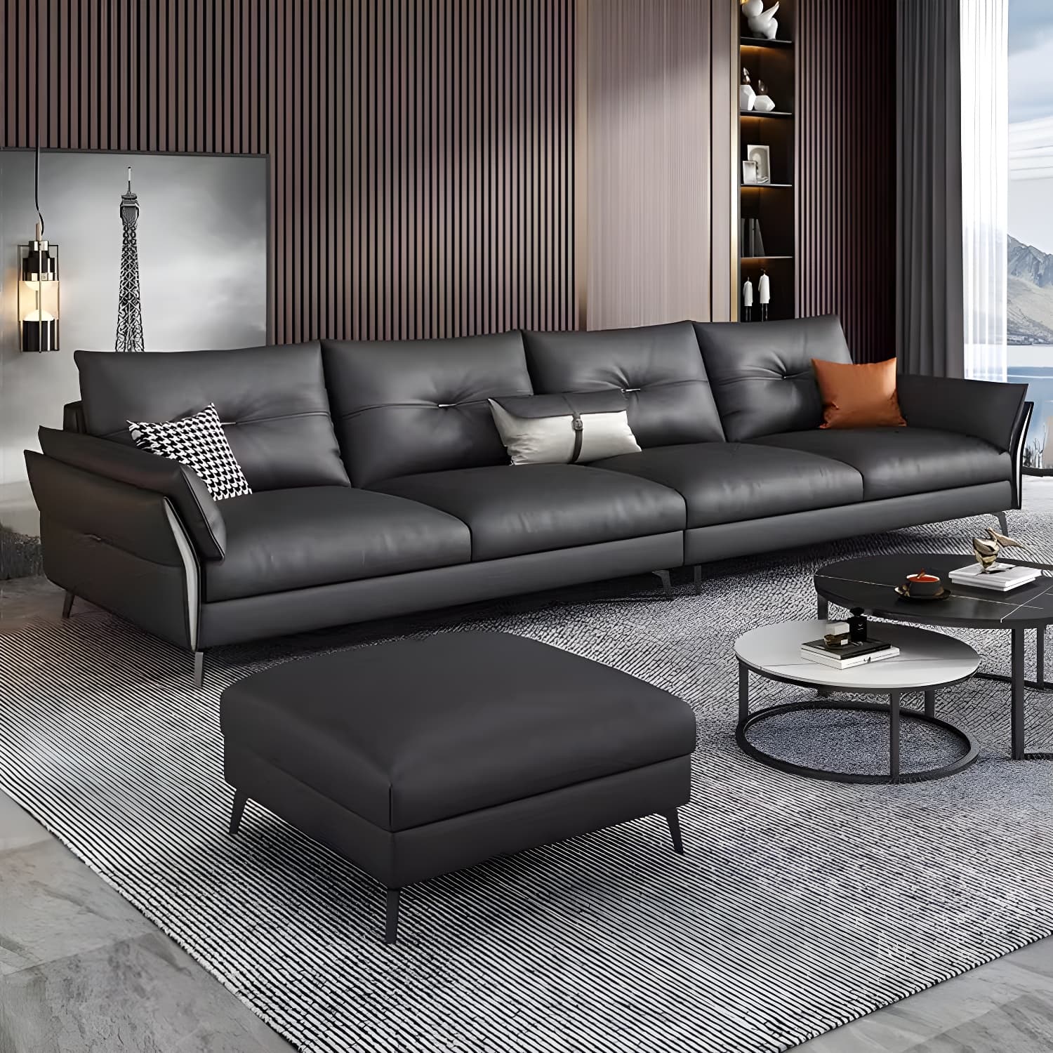 Modern Gray Tufted Sectional Sofa with Flared Arms and Wood Frame - image 3