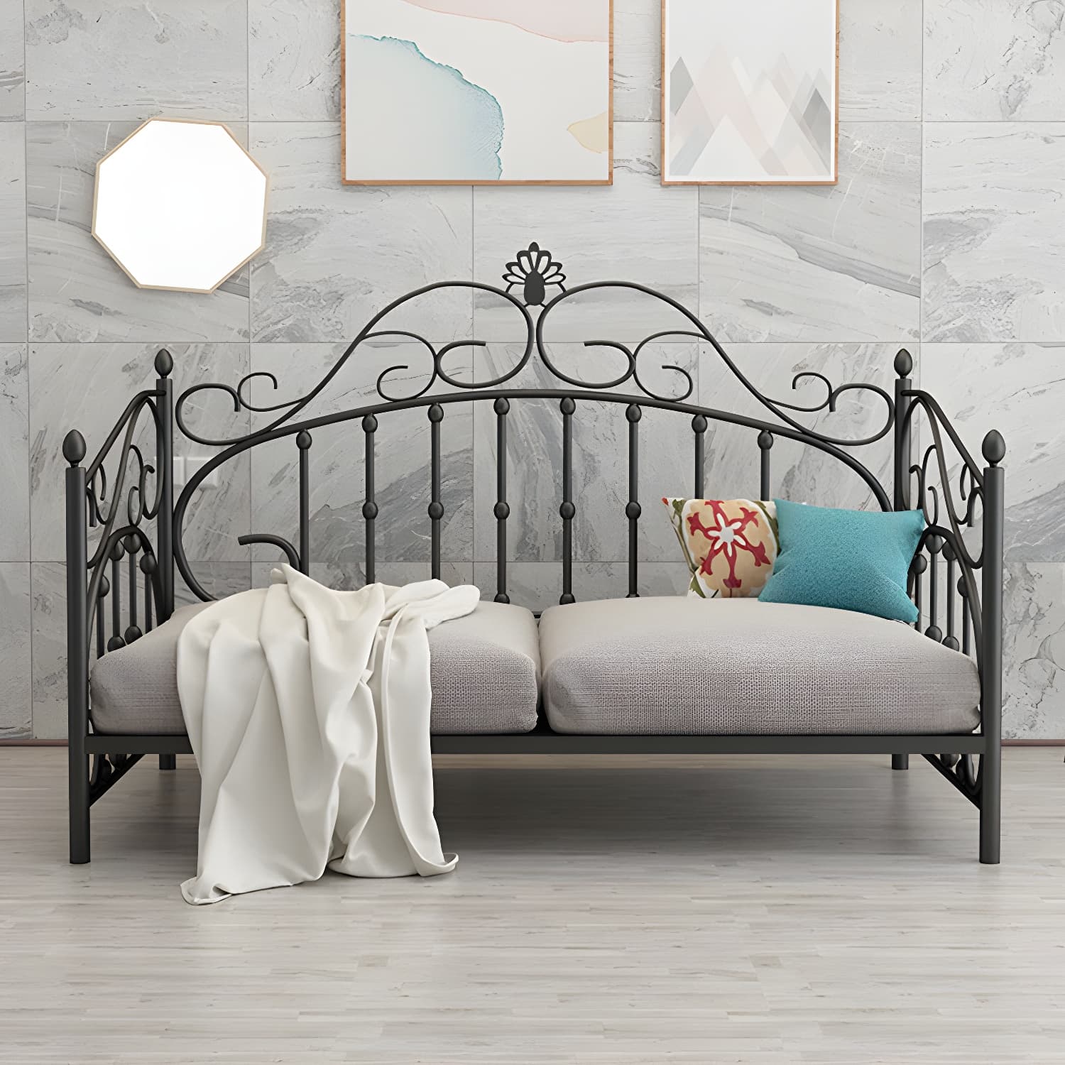 Luxurious Open-Frame Bed 45.28-inch High Metal Child's Bed with Headboard - image 4