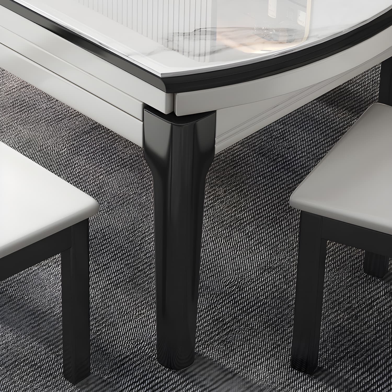 Modern Style Stone Furniture 7 Pcs Round Shape Dinette Table with Dining Chairs - image 9
