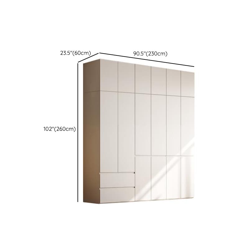 Chalk Modern Natural Wood Standalone Almirah with Soft Close Drawer, Interior Shelves, and Hanging Rod - image 34