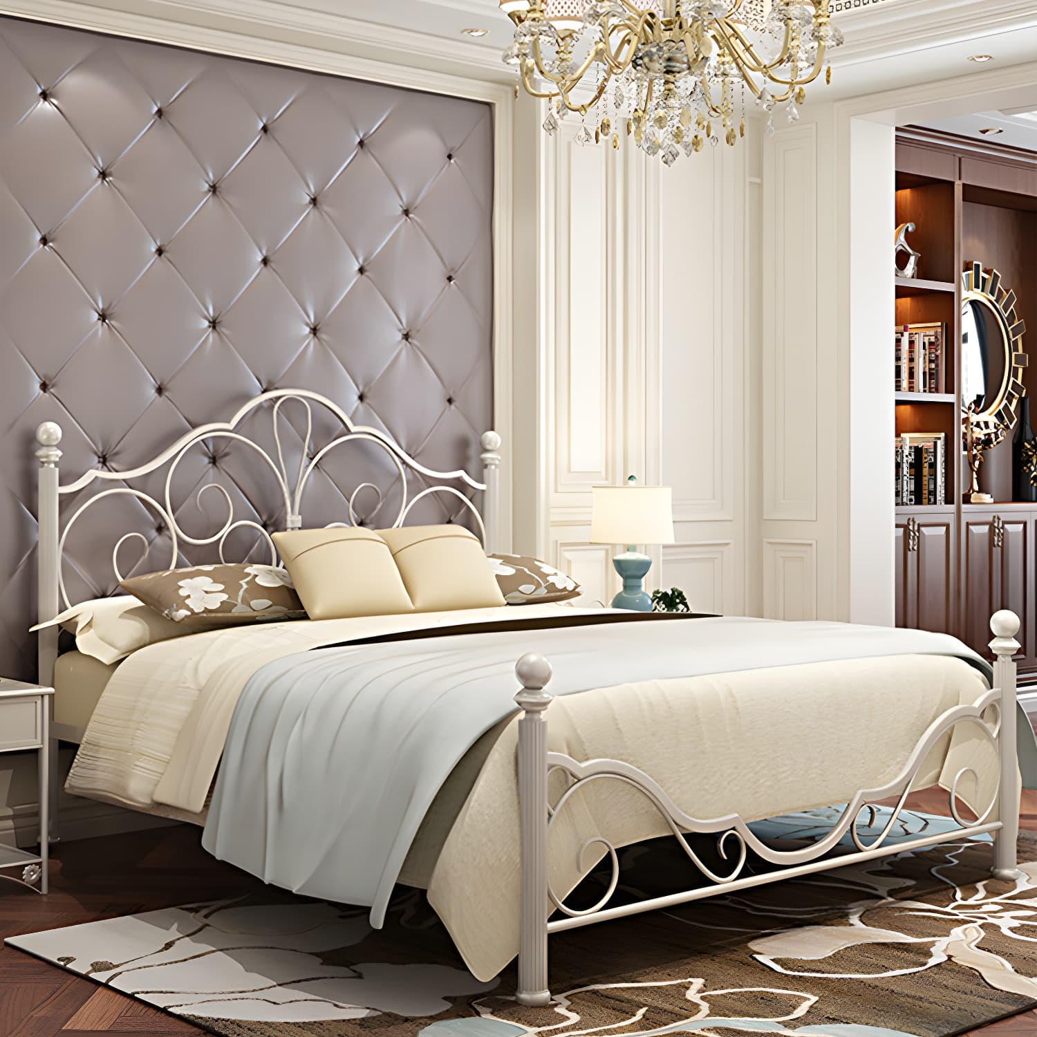 Industrial Open-Frame Bed Retro Metallic Low Profile Bed Frame with Headboard - image 9
