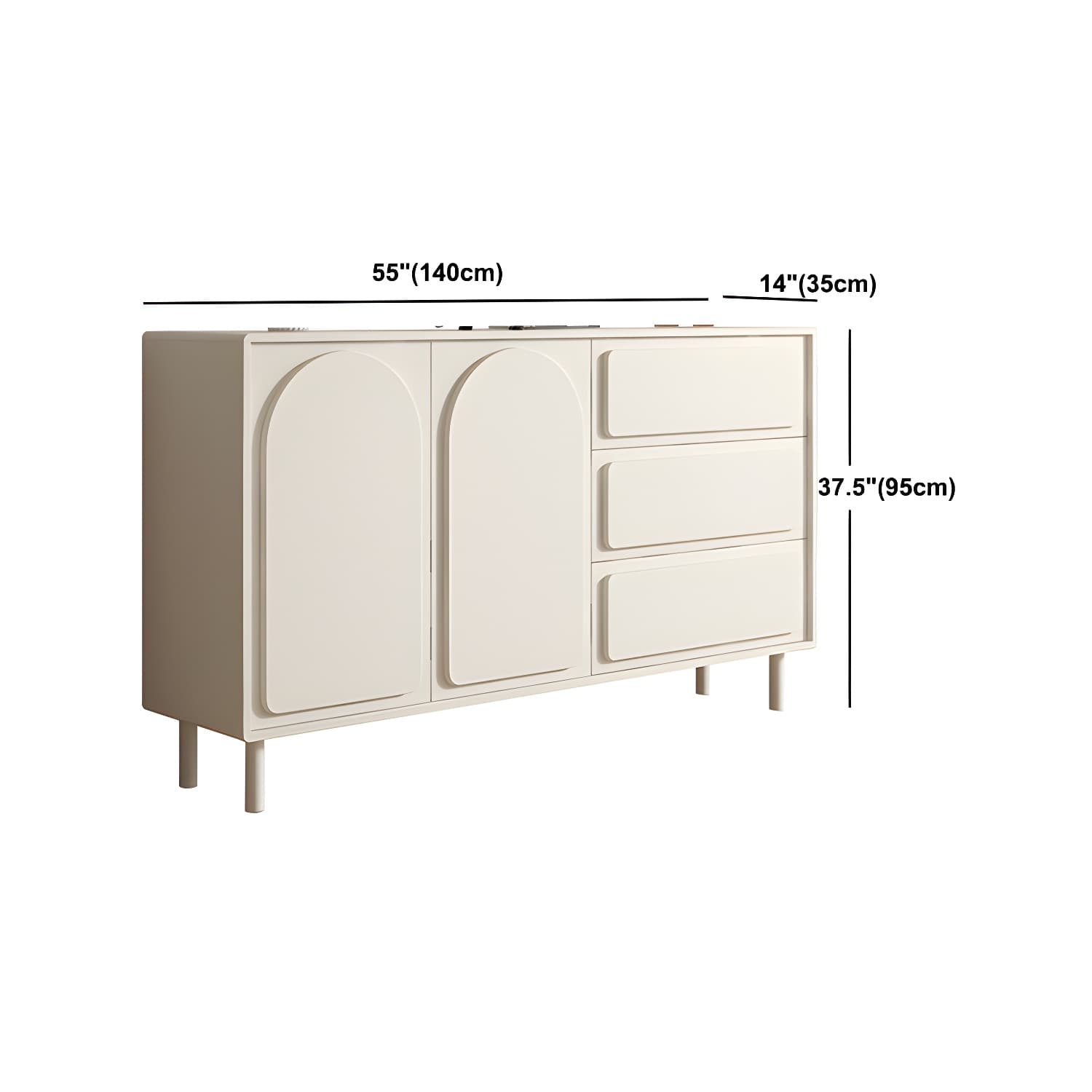 37.4"Tall White Wooden Cabinet , 3- Drawer Rectangle Accent Cabinet - image 14