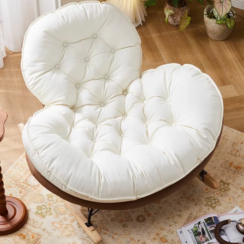Minimalist Metal Upholstered Indoor Rocking Chair with Ottoman and Spindle Back , Recessed Arm and Natural Wood Finish - image 7
