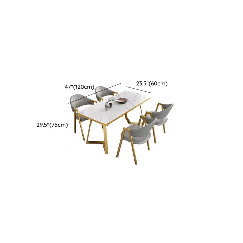 Luxurious Dining Table Set with Sleighing Base, Padded Chair with Back and Armrest, 5-piece White Finish - image 14