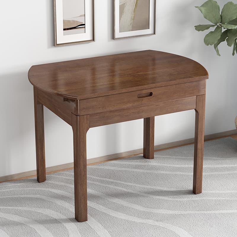 Dining Table Set in Minimalist Style with Tan/Unfinished Rubberwood Top, 4 Legs, and Back