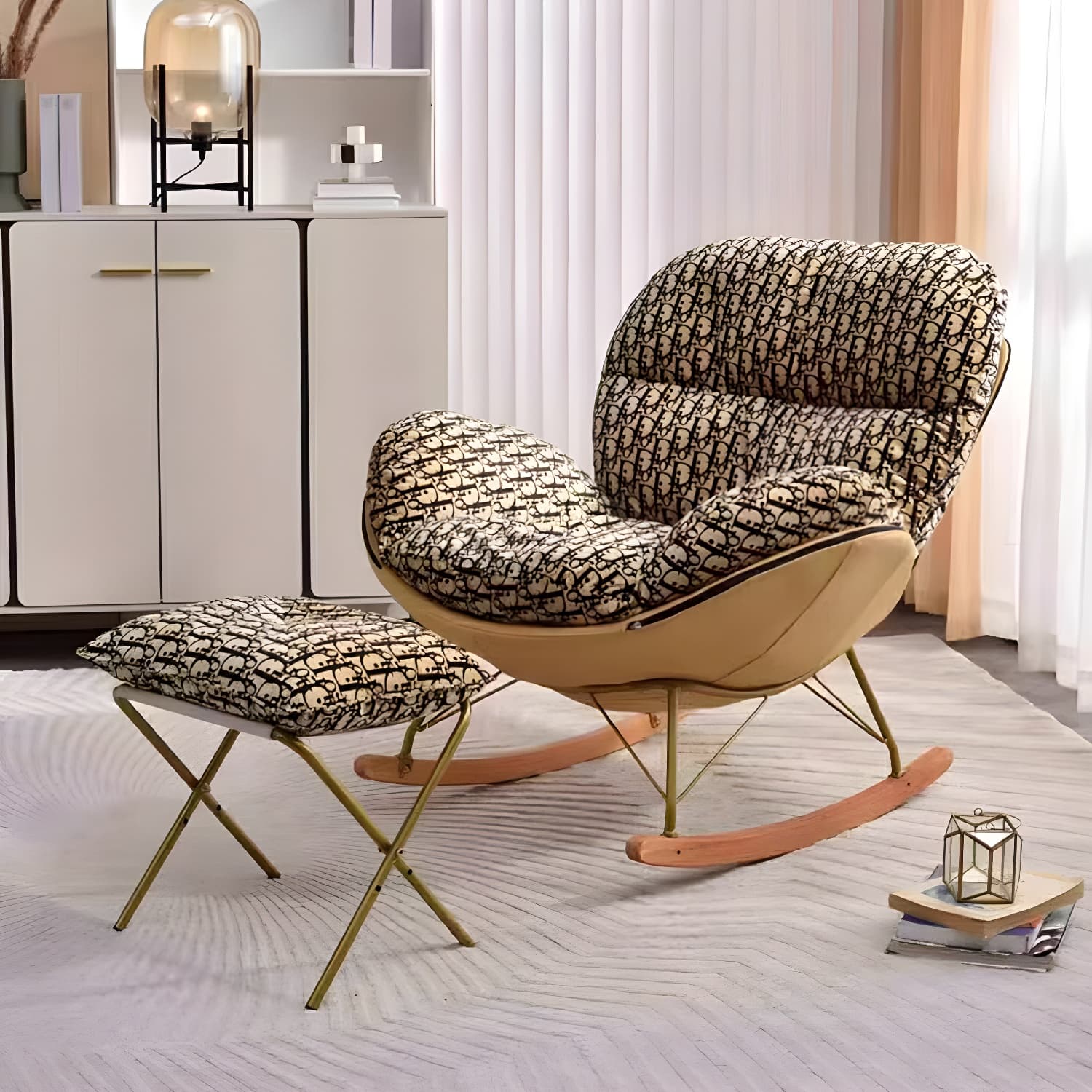 Modern Upholstered Indoor Rocking Chair with Removable Cushions and Slipcover for Enhanced Comfort - image 10
