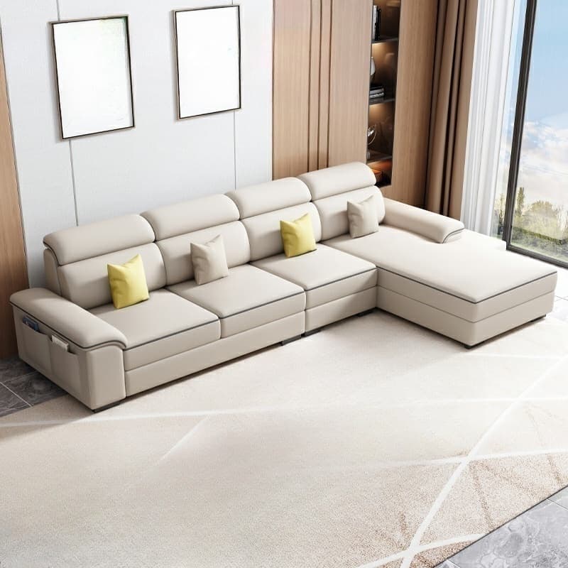 Modern L-Shape Right Hand Facing Sofa & Chaise with Concealed Support