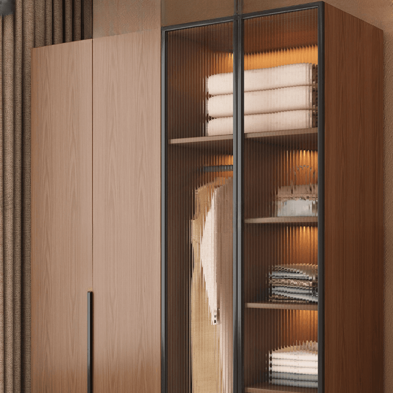 Acorn Modish Natural Wood Wardrobe Closet with Interior Shelves and Clothing Rod - image 4