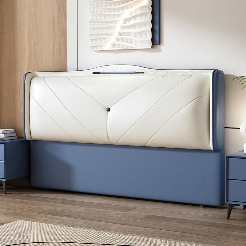 Art Deco Style Panel Headboard in Pine Wood with No Distressing, Rectangle Shape for King/Queen/Full Bed, Featuring Sponge Upholstery Fill and Standard Height