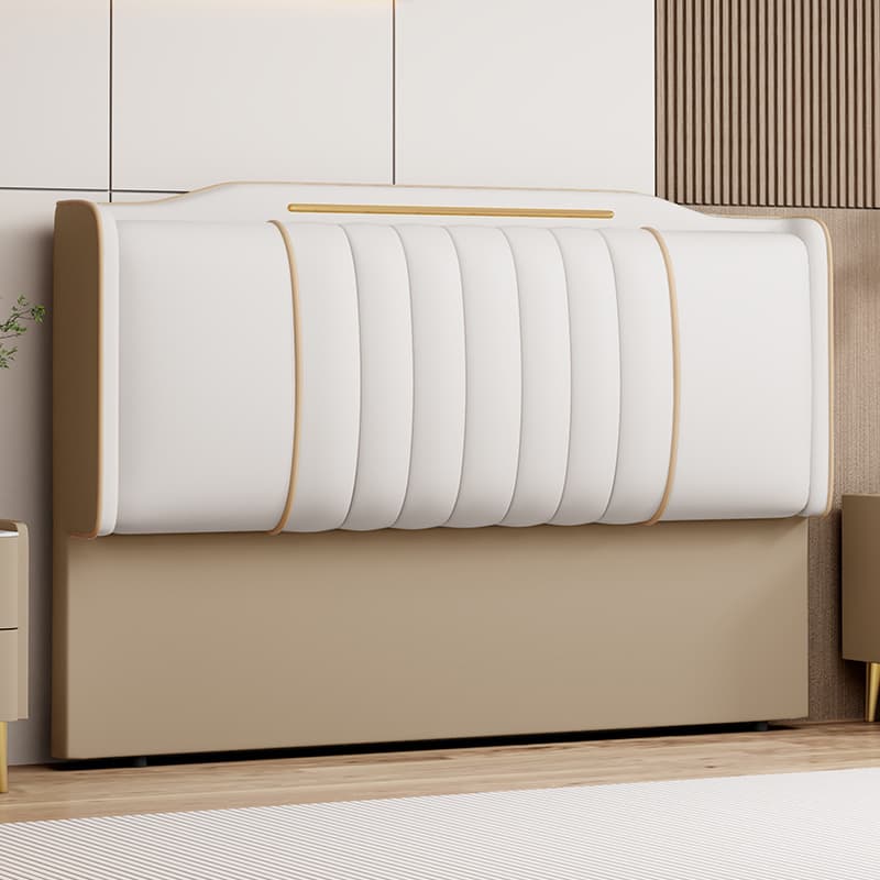 Modish No Distressing Pine Wood Panel Headboard with Camelback Shape for Queen/Full/Twin XL Bed, Featuring Sponge Upholstery and Standard Height - image 5