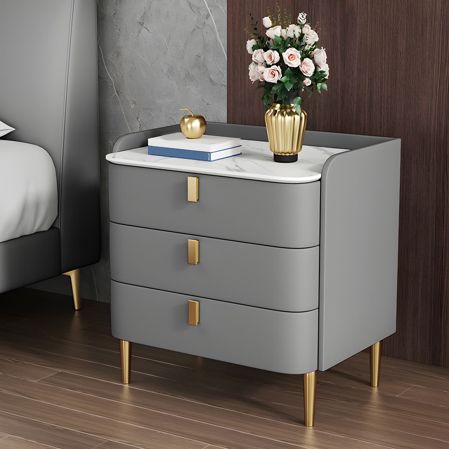 Contemporary Drawer Storage Bed Nightstand Wooden Night Table for Bedroom - image 7