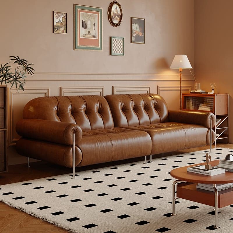 Tear Resistant Standard Sofa with Pu/Flannel Upholstery in Grey/Auburn/Ivory - image 9