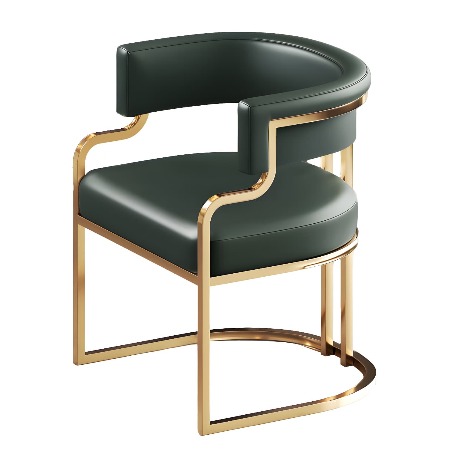 Upholstered Low-Back Arm Chair with Faux Leather and Brass/Gold Legs in Glam Style - image 20