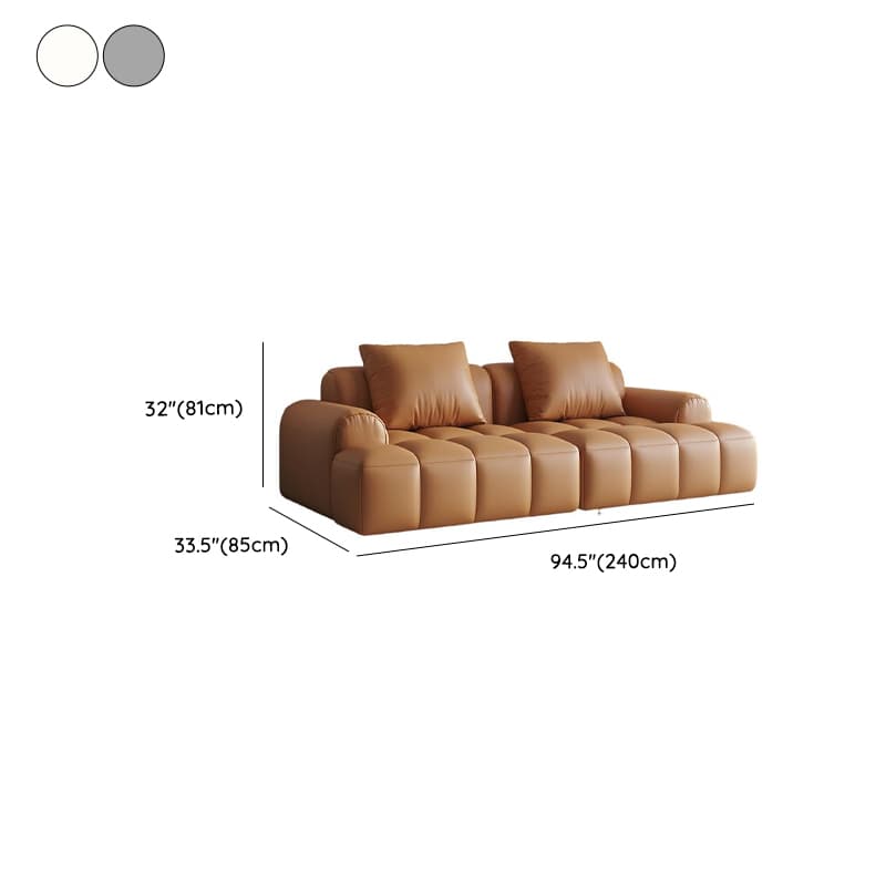Modern Solid Color Tear Resistant Standard Sofa in Light Gray/Ivory/Citrus Color with 4-seater/Seats 5/3-seater and 2 Pillows - image 9
