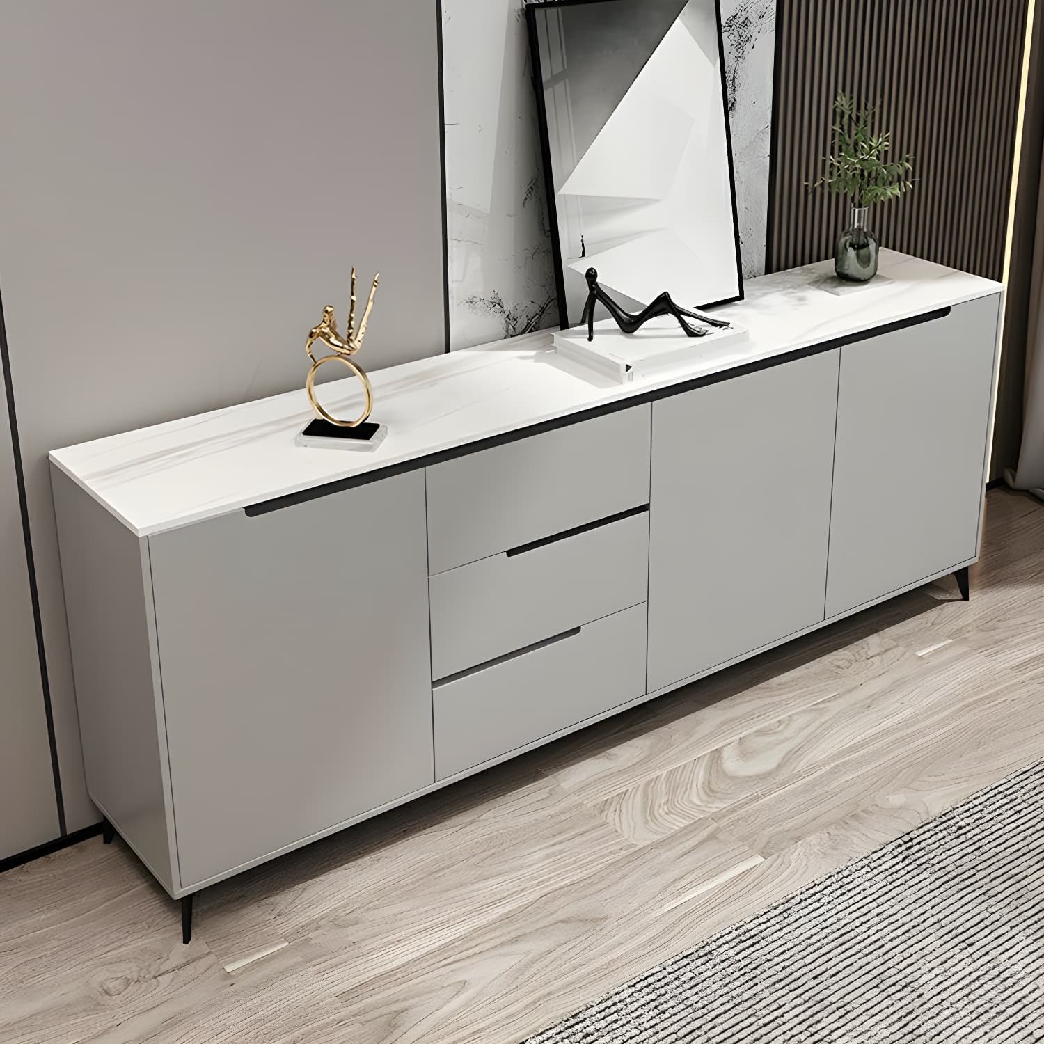 Modern Wood Sideboard with 3 Drawers and 3 Doors - Overall Dimensions 40cm W x 85cm H - image 6