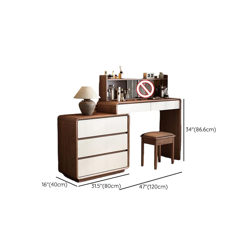 Simplistic Large Vanity Set with Rubberwood Table Top and Auburn Seat, Featuring 8/11/5 Drawers, No Suspension - image 15