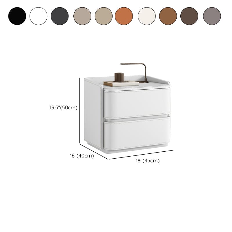 Modish Nightstand With Drawer Organization Featuring 2 Drawers and Pleather Countertop - image 16
