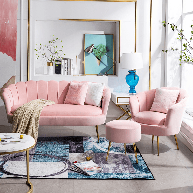 Magenta/Olive Green/Cerulean Single Sofa/Loveseat with Sloped Arms Sitting Room - image 15