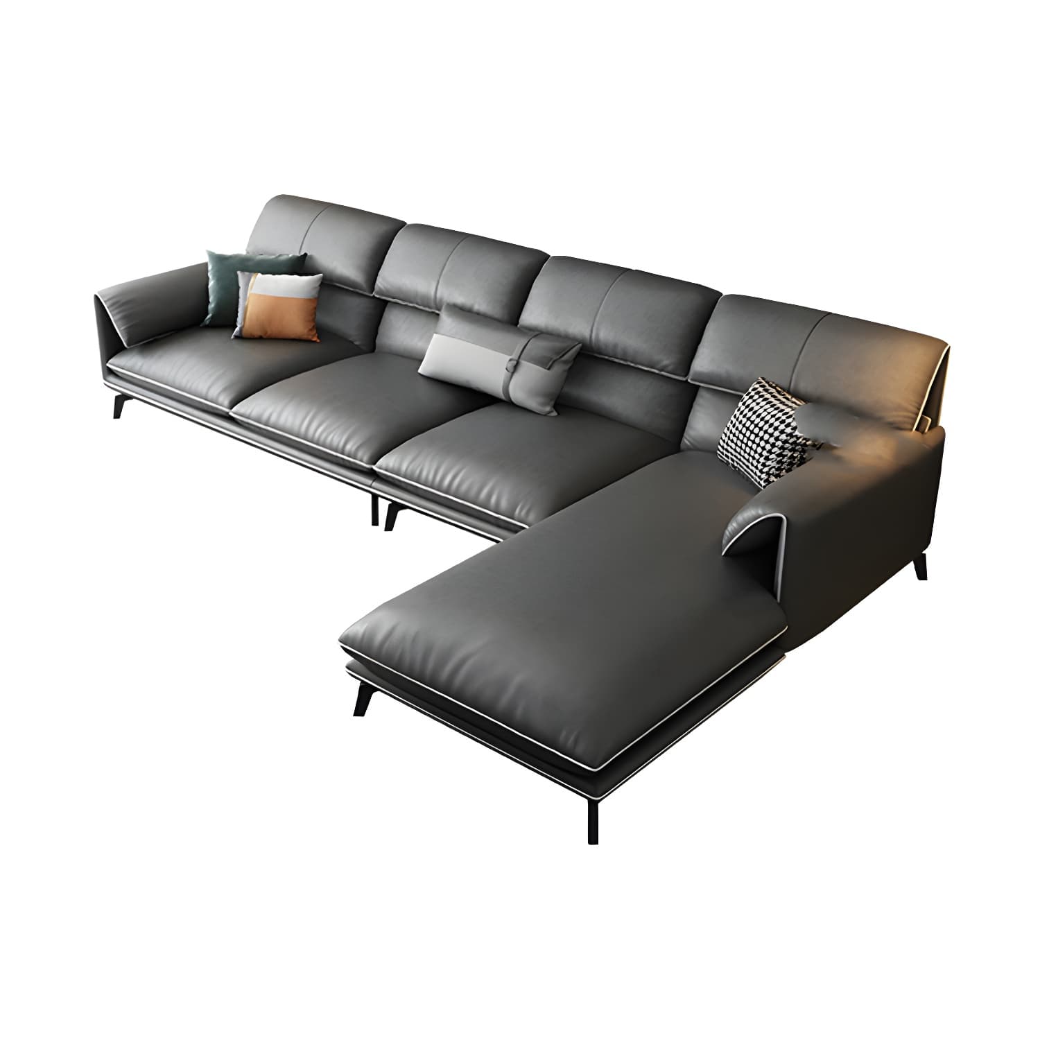 Modern Gray Stationary Sectional Sofa with Wood Frame and Pillow Top Arm - image 15