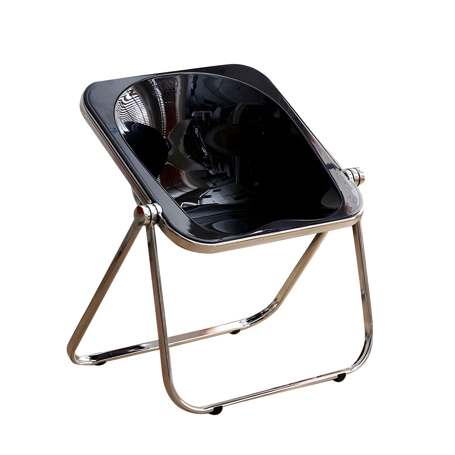 Modern Collapsible Side Chair with Low Back and Foldable Design in Plastic & Acrylic