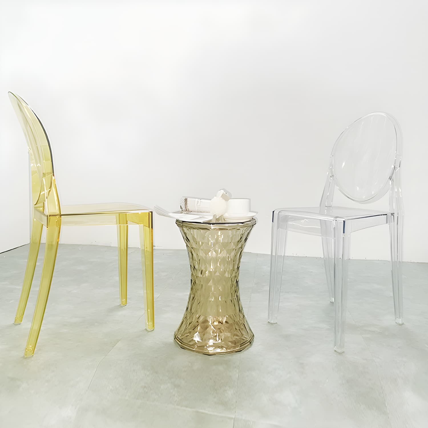 Scandinavian Winehouse Plastic Side Chair Transparent Open Dining Chair (Set of 4) - image 25