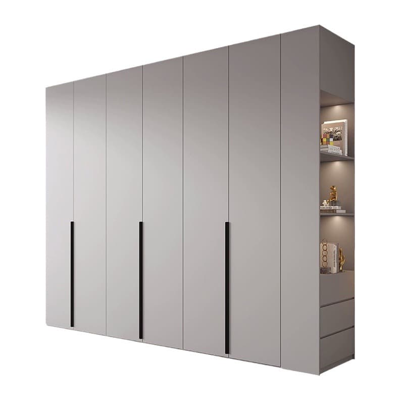 Trendy Grey Wooden Almirah with Clothing Rod, Interior Shelves, Soft Close Drawer & Soft Close Door - image 5