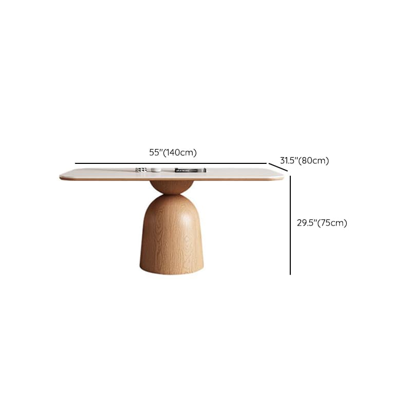 Dining Table Set with Rectangular White Slate Stone Top and Stump Base, Featuring Padded Chair with Back - image 9