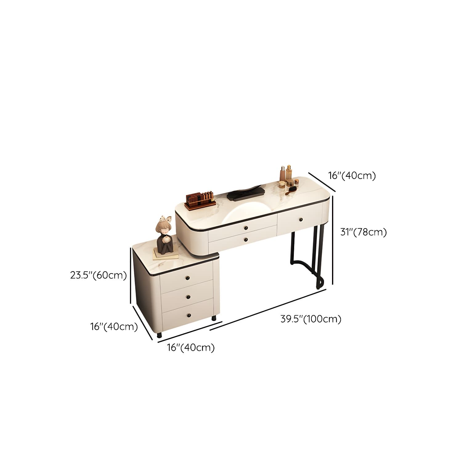 Contemporary Stone Vanity Desk Removable Vanity Dressing Table - image 12
