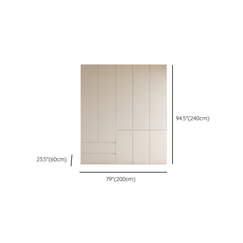 Beige Minimalist Manufactured Wood Cabinet Armoire with Soft Close Drawer, Soft Close Door, Interior Shelves, and Clothing Rod - image 22