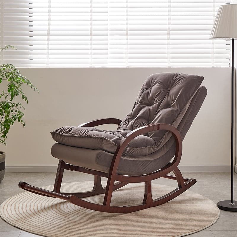 Grey/Blush/Light Green Modish Upholstered Rocking Accent Chair with Round Arm - image 3