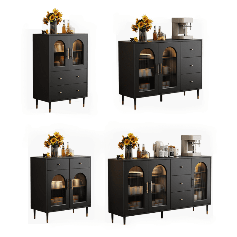 Standalone Accent Cabinet in Black with Glass Door, Alterable Shelf and Illuminating, Soft Close Drawer and 1 Cabinet/2 Cabinets in a Casual Style - image 5
