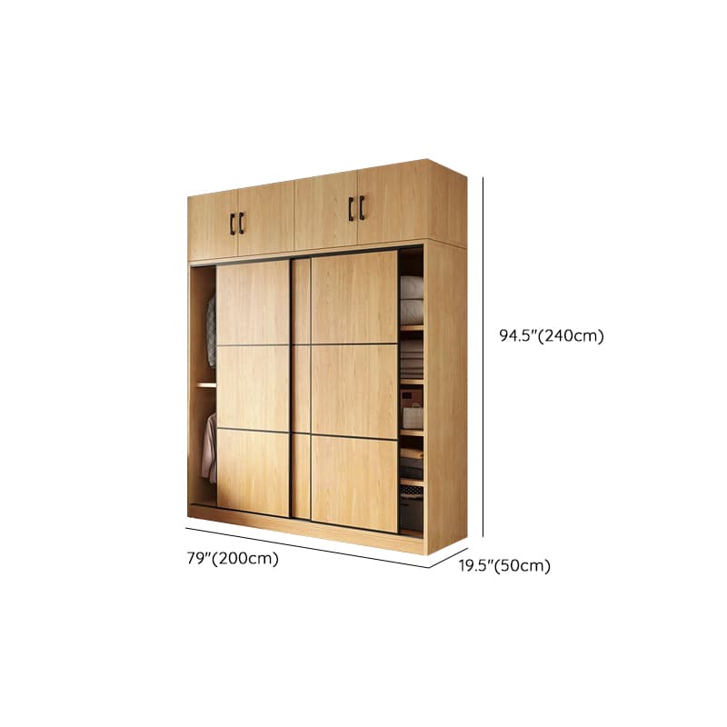 Natural Finish Modern Timber Self-supporting Wardrobe with Soft Close Drawer, Soft Close Door, and Clothing Rod - image 15