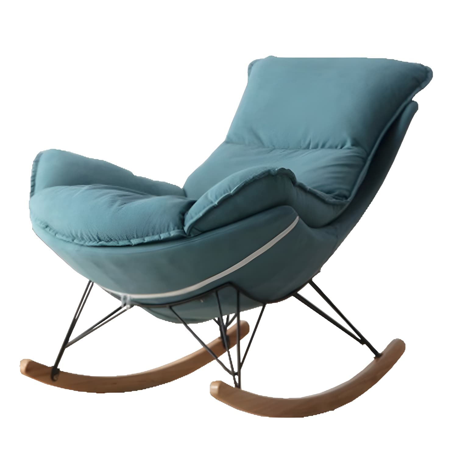 Modern Upholstered Rocking Chair with Ottoman Set - Natural Wood Legs - image 19