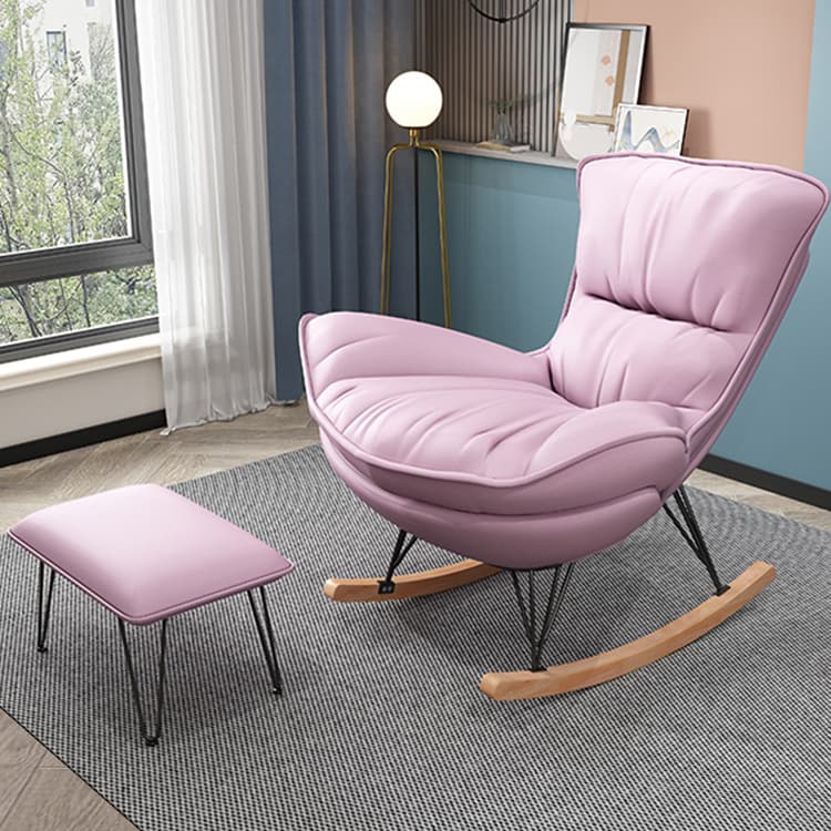 Elegant Upholstered Rocking Chair with Natural Wood Legs - Modern Style for Chic Home Decor - image 12