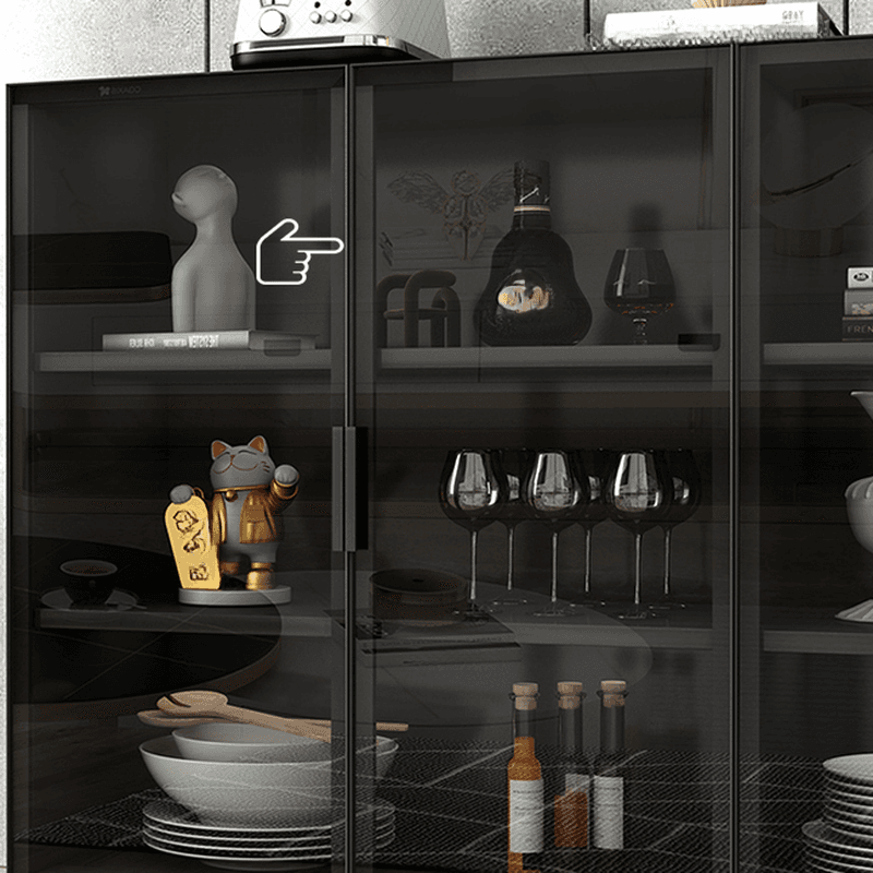 Coal Art Deco Sideboard with Locker, Standard/Narrow Size, Three Internal Shelves, and Glass Doors - image 6