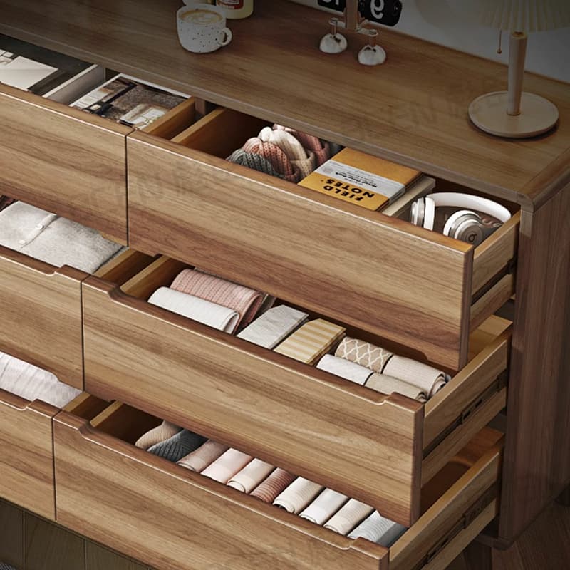 Modern Brown Storage Chest Solid Wood Freestanding with Drawers - image 7