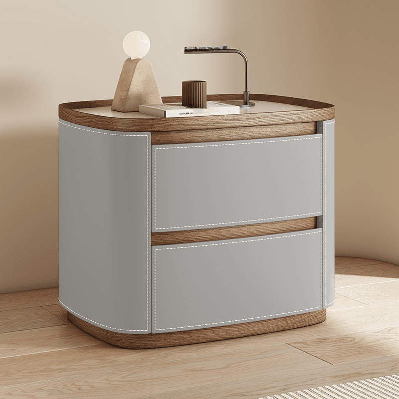 Modern Simple Style Nightstand With Drawer Storage Featuring 2 Drawers and Stone Countertop - image 6