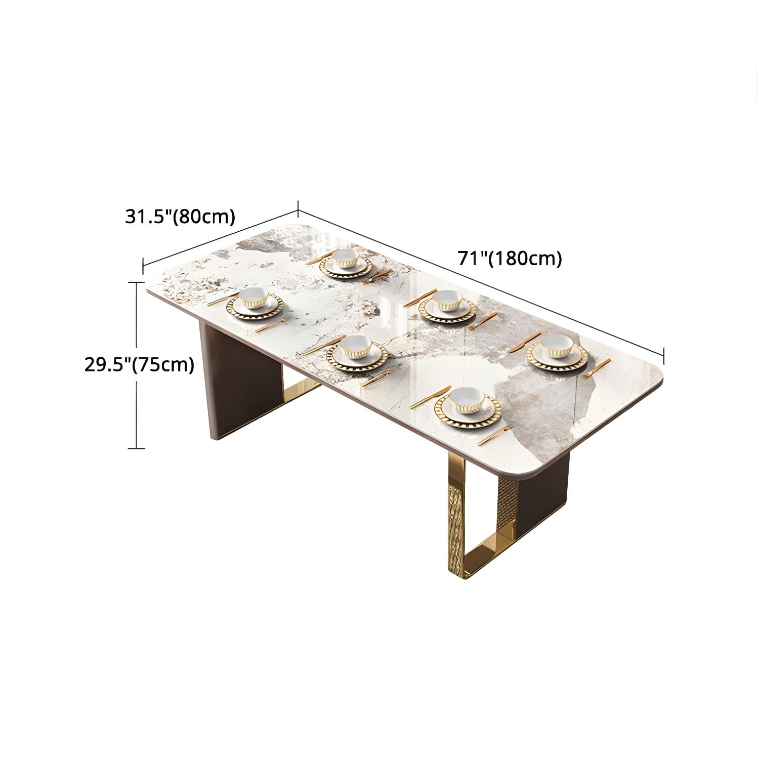 Luxury Sintered Stone Top Dining Set Rectangle 1/4/5/6/7/9 Pieces Dining Table with Chairs - image 14