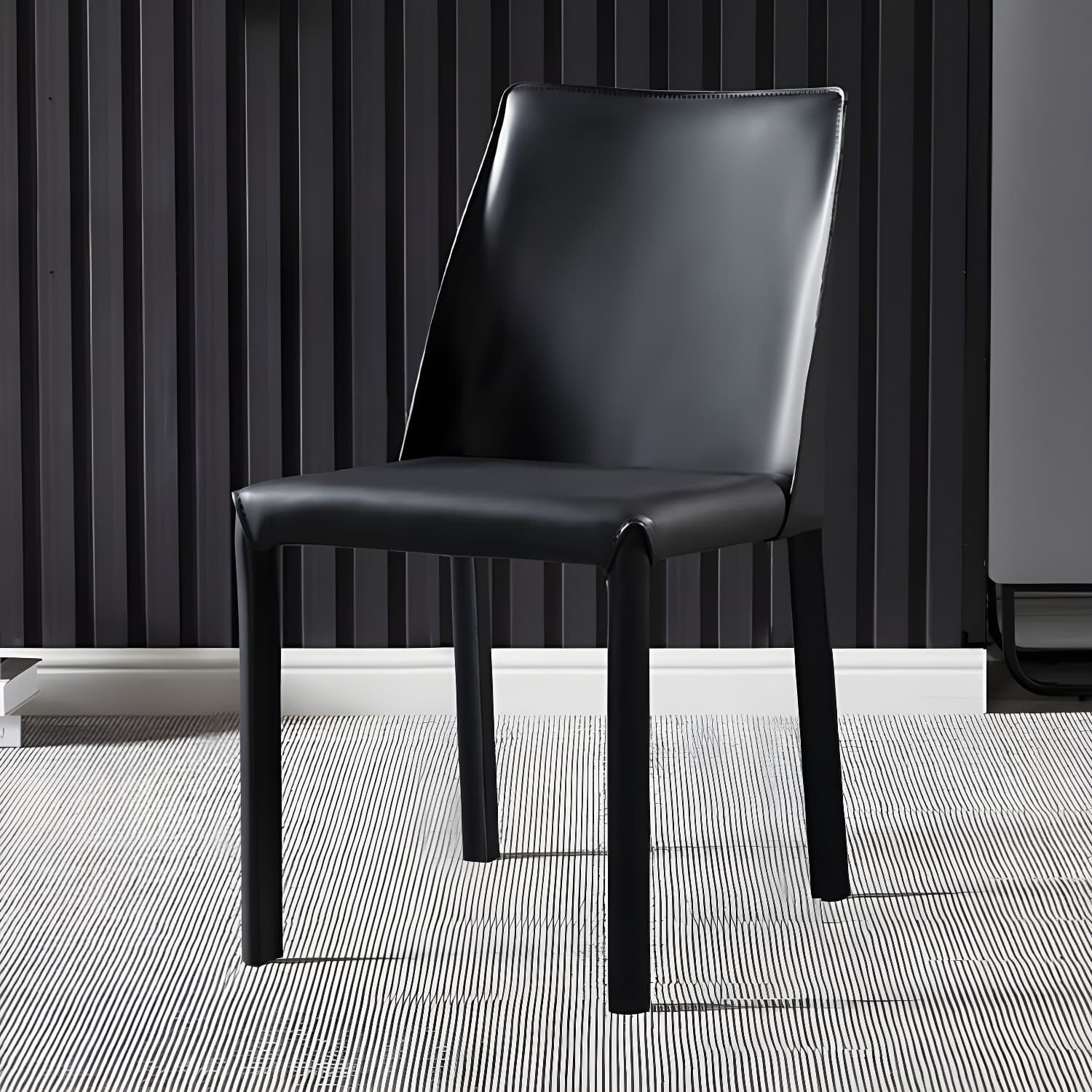 Modern Style Leather Dining Chairs Armless Solid Back Side Chairs for Kitchen