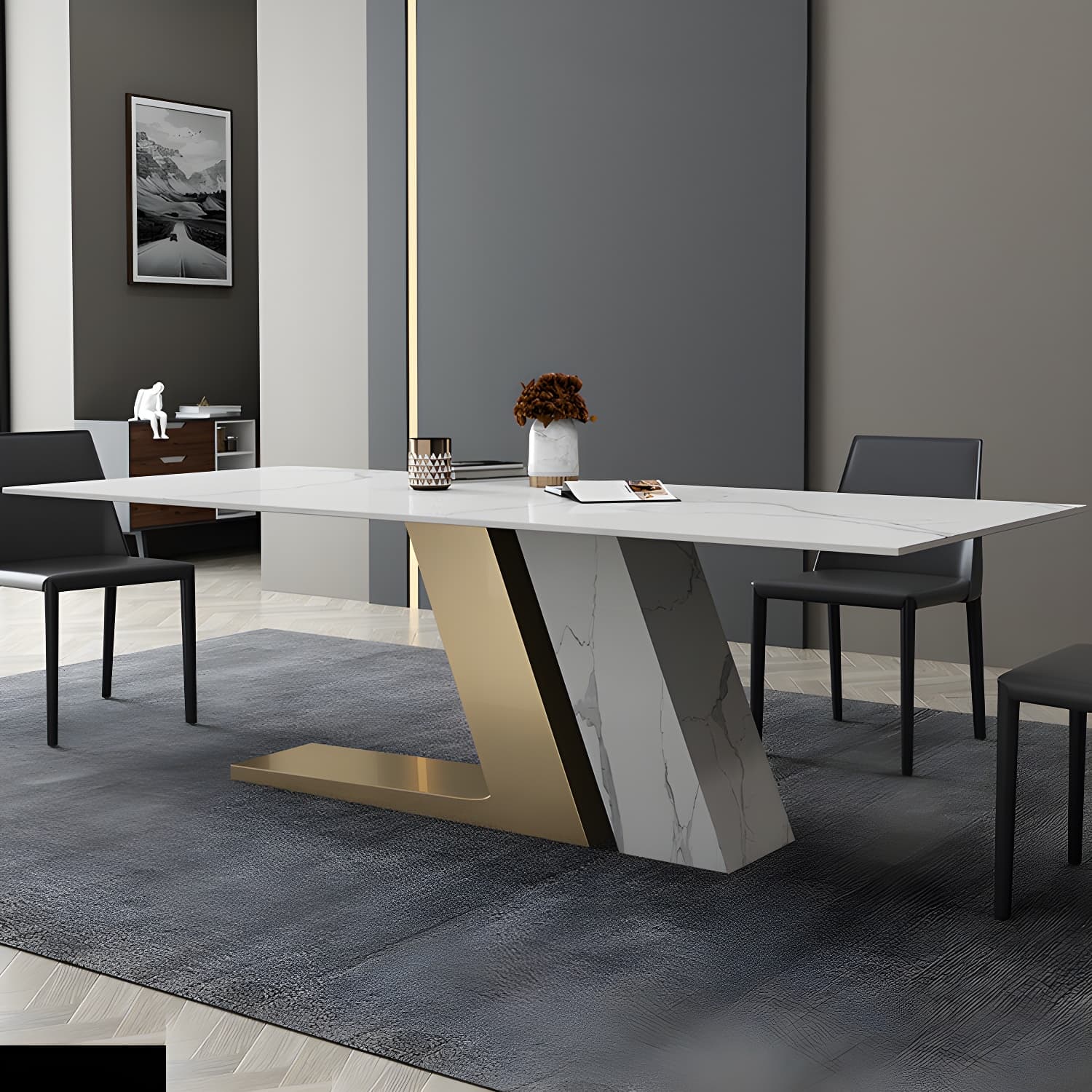 Contemporary 1/2/3/4/5/6/7 Pieces Dining Set Rectangle Dining Table Set - image 10