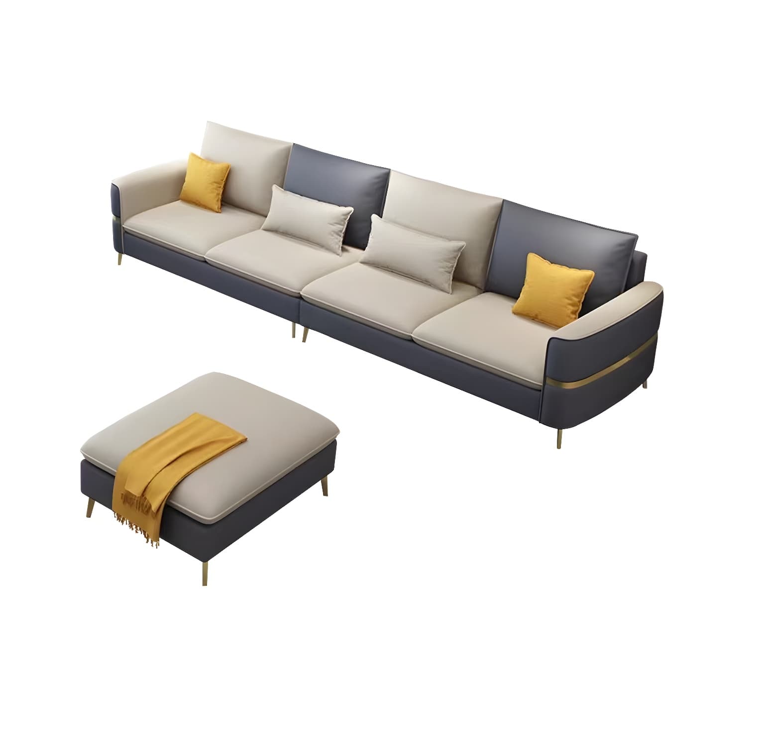 Glam Beige Tech Cloth Sectional Sofa with Pine Frame in Stationary Design - image 14