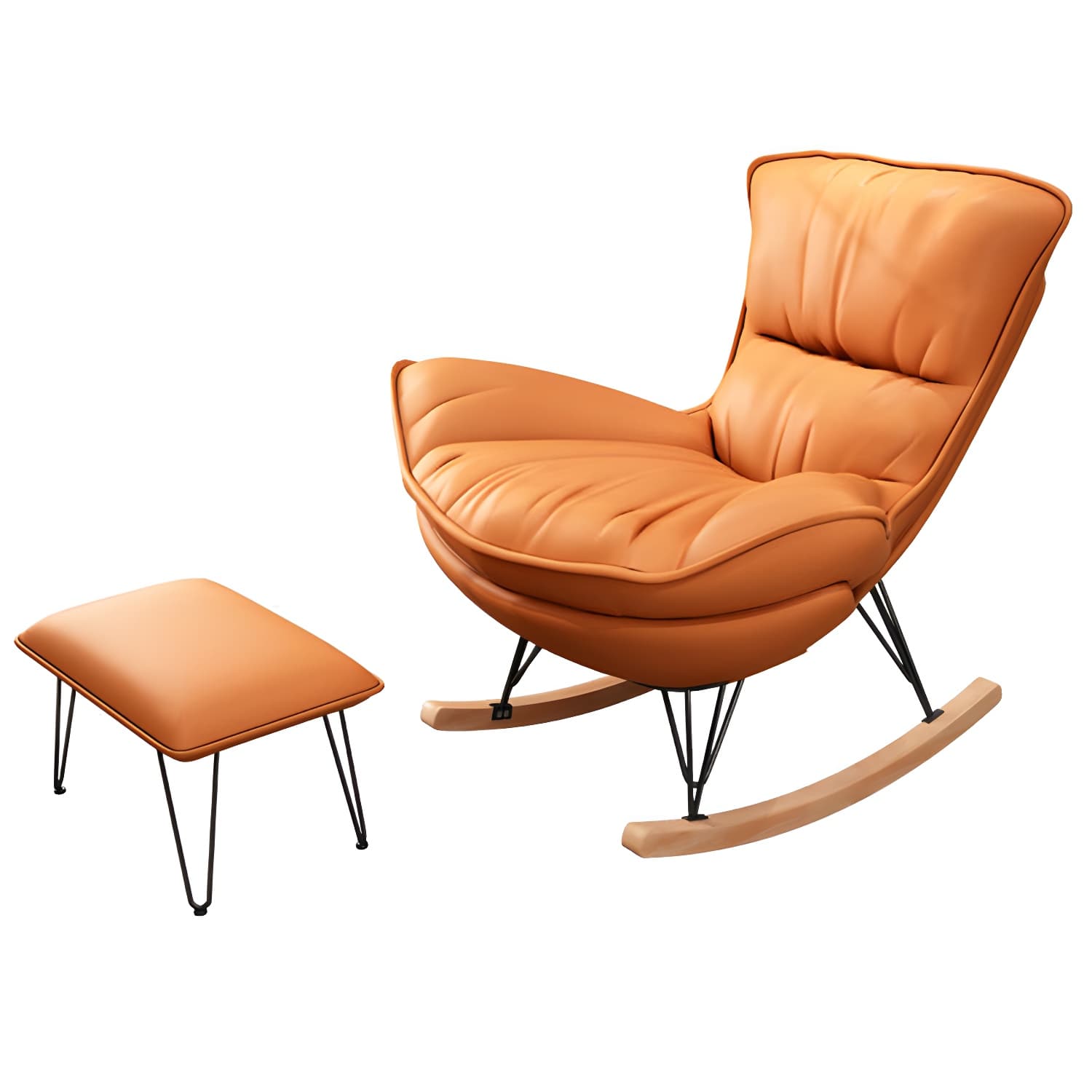 Modern Rocking Chair Metal Frame Doll Cotton Filling Cushion Wingback Rocker Chair - image 12
