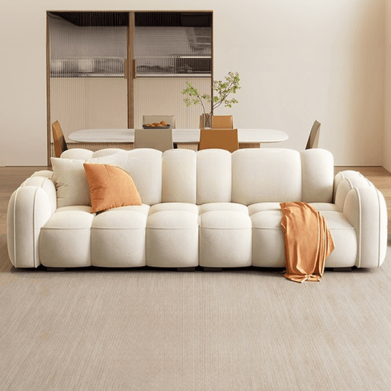 Contemporary Modern Solid Color Water Resistant Standard Sofa in White/Olive Green/Sepia, 4-seater/for 3 with 2 Pillows - image 11