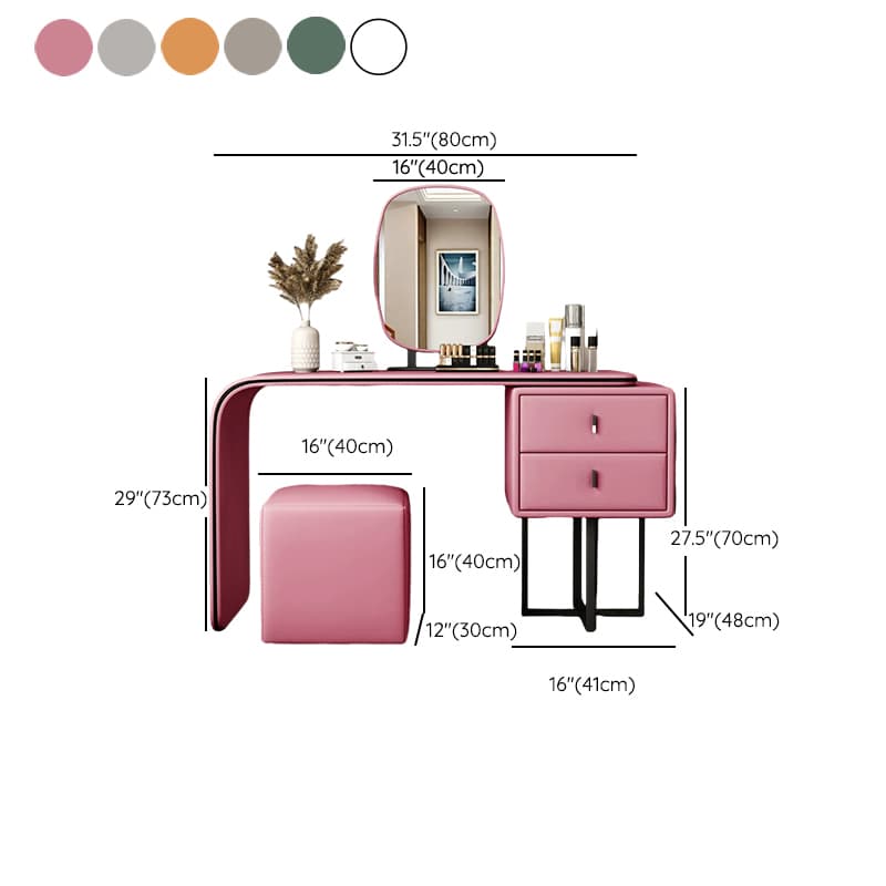 Modern Wood Vanity with Faux Leather Table Top & 2 Soft Close Drawers - image 19