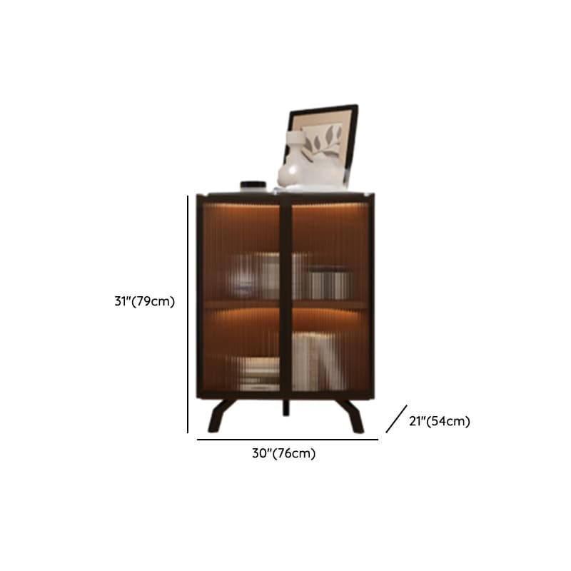 Simple Corner Accent Cabinet with Closet, Laminate, Glazed Door, and Brown Top - image 12
