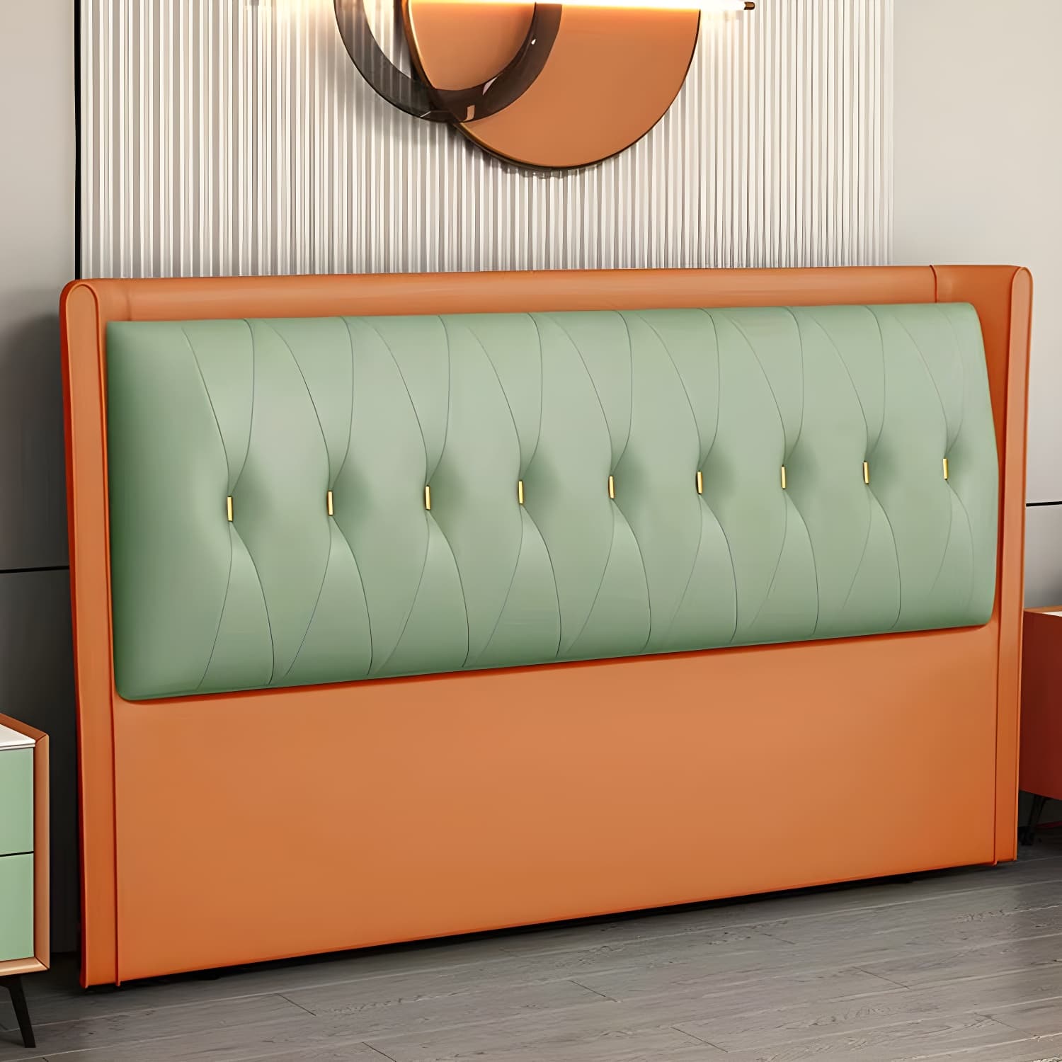 Contemporary Headboard Bed with Tufted Leather Upholstery in Rectangular - image 7