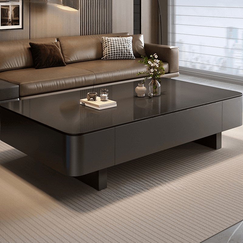 Rectangular Side Table with Twin Support Base, Rawhide Upholstery, and 2 Drawers - image 13