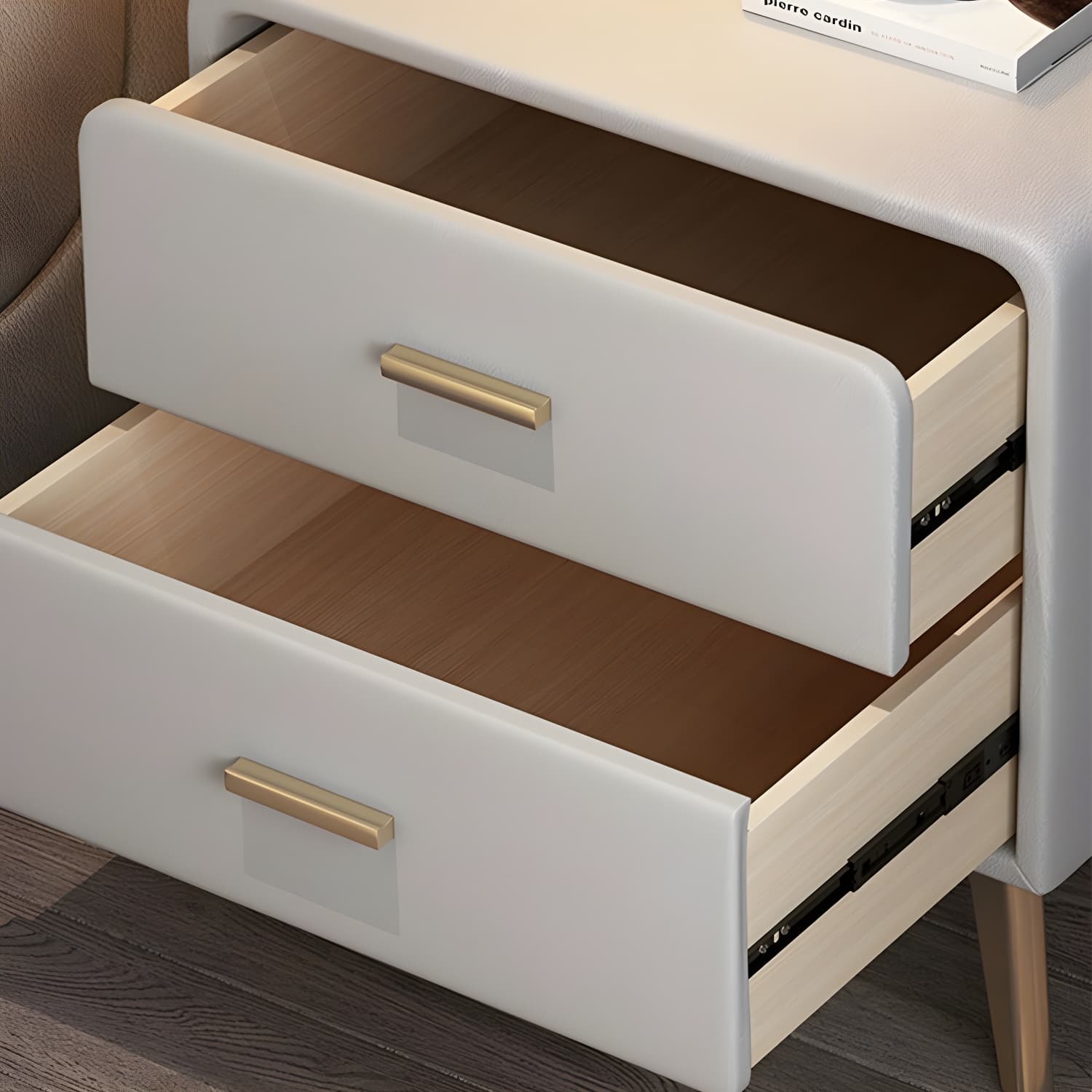 Faux Leather Modern Nightstand with Drawer Storage - Small Size, 2 Drawers - image 19