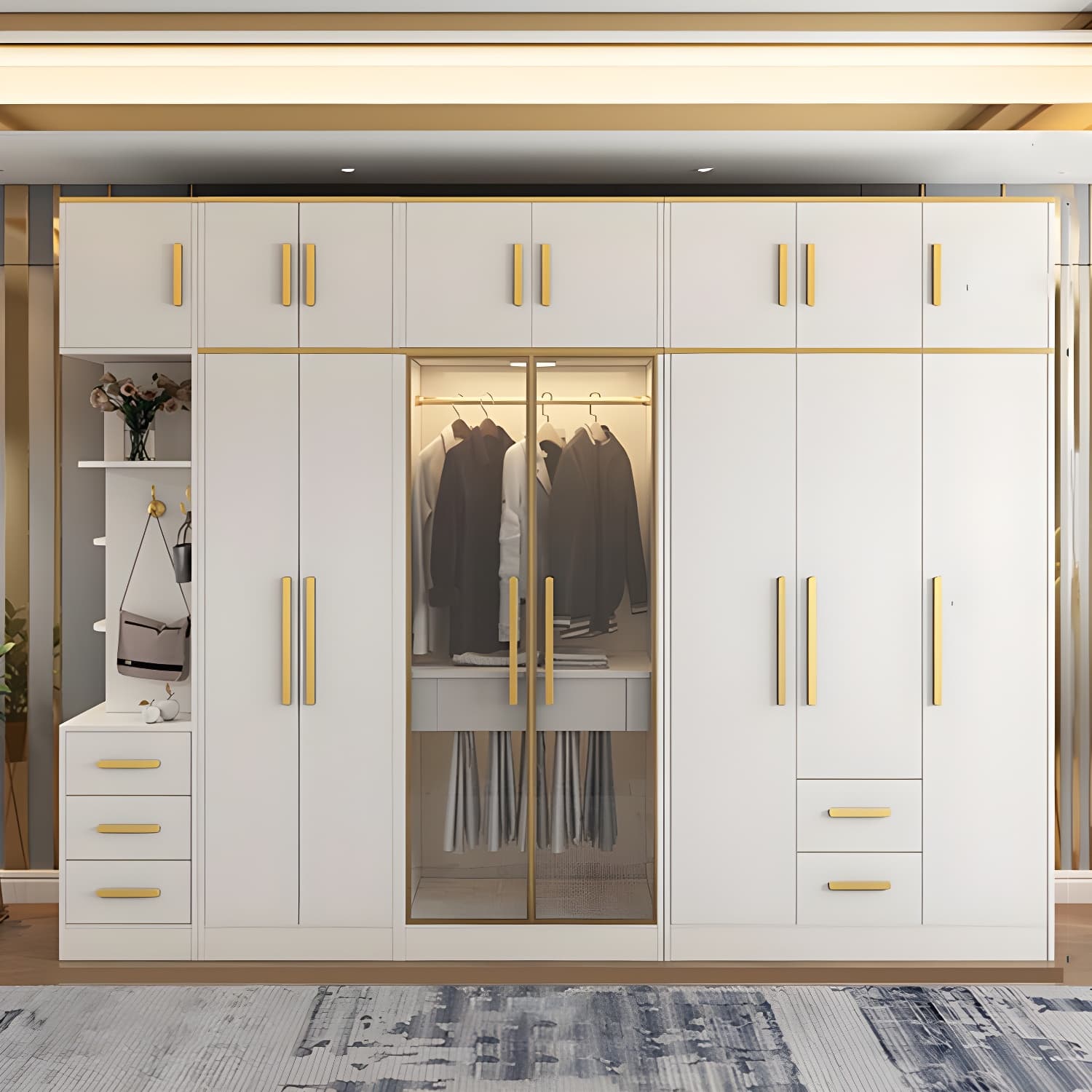 Contemporary Style Wardrobe Wooden Wardrobe Closet with Drawer - image 5