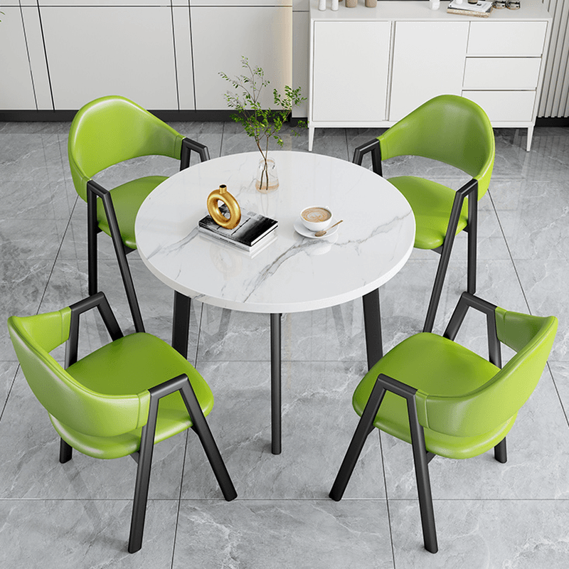 Dining Table Set with Rounded Shape and Padded Chair Back, Featuring Armrest and White Separable Table Top - image 7